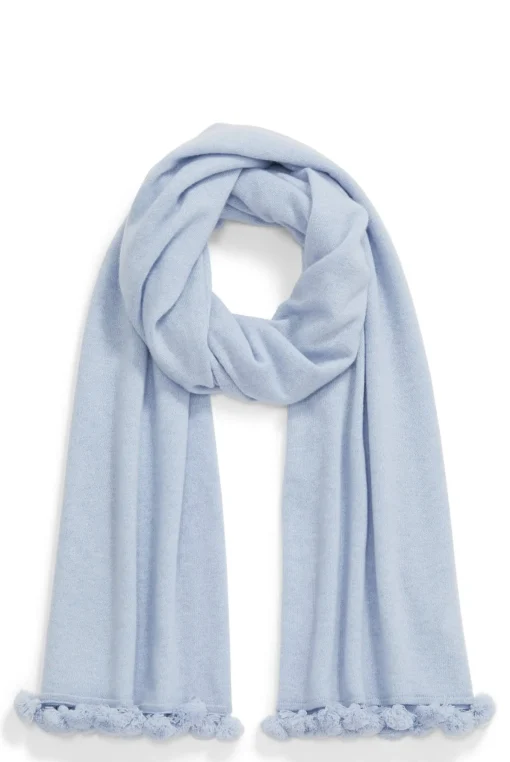 Verbier Cashmere Scarf With Tassel Trim In Blue