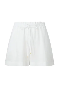 White Bay Linen Drawstring Shorts
