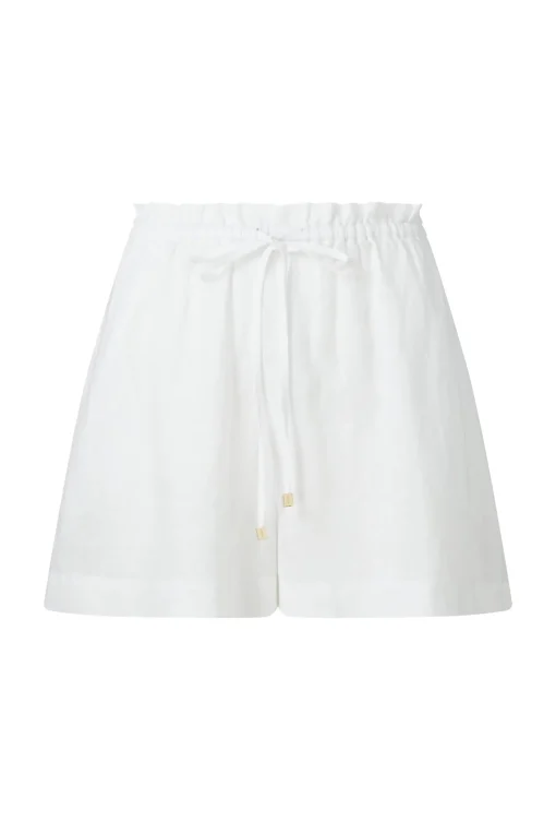White Bay Linen Drawstring Shorts