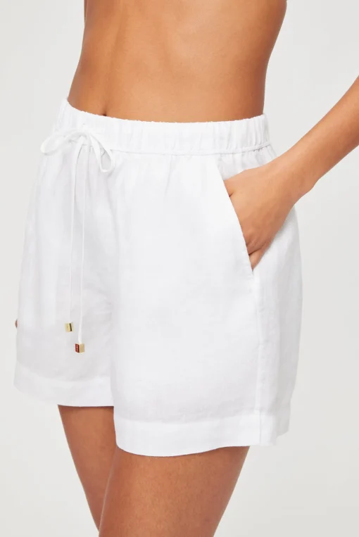 White Bay Linen Drawstring Shorts