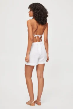 White Bay Linen Drawstring Shorts