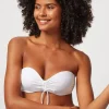 White Ruched Bandeau Top