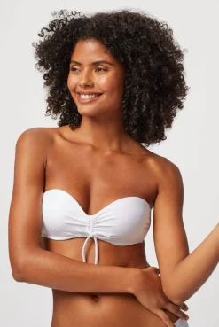 White Ruched Bandeau Top