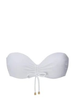 White Ruched Bandeau Top