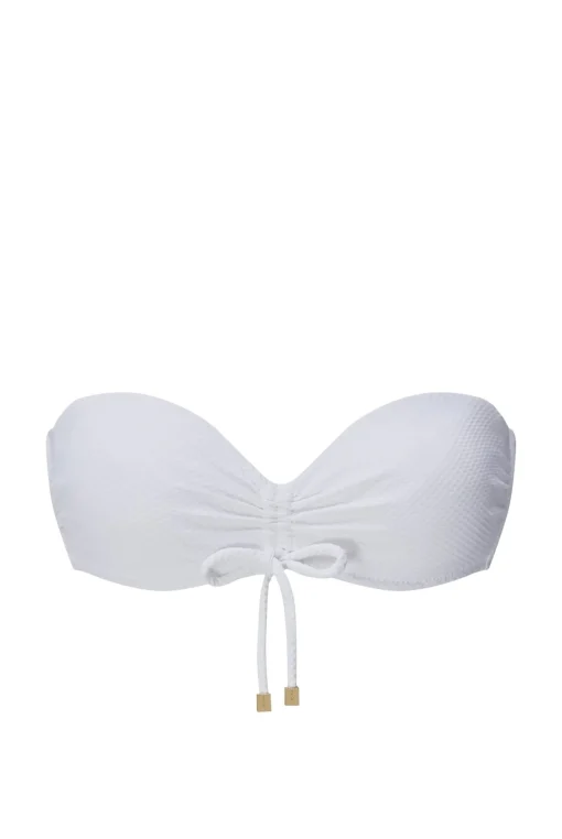 White Ruched Bandeau Top