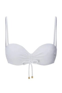 White Ruched Bandeau Top