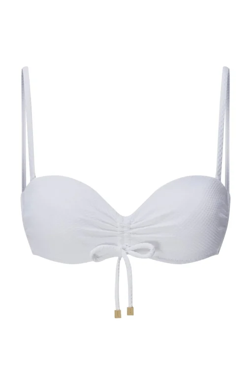 White Ruched Bandeau Top