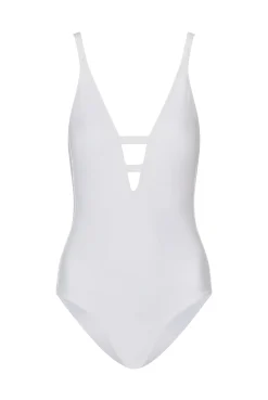 White V-Neck Swimsuit
