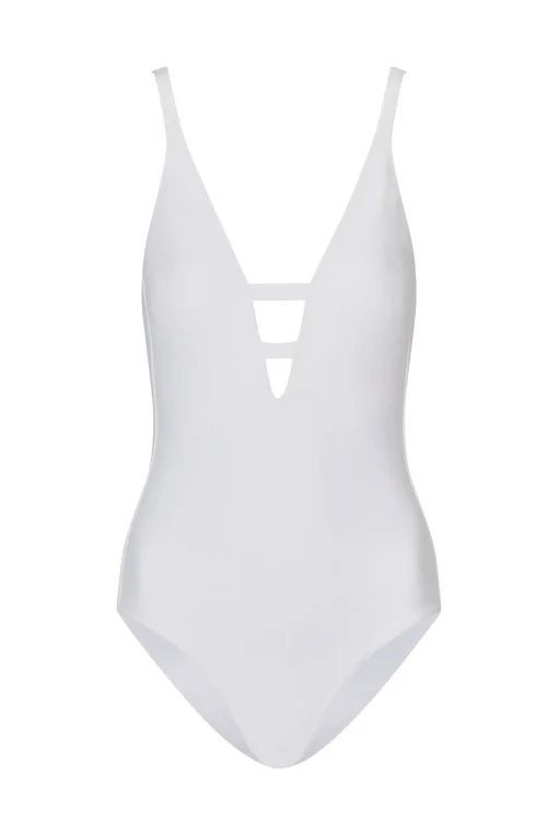White V-Neck Swimsuit