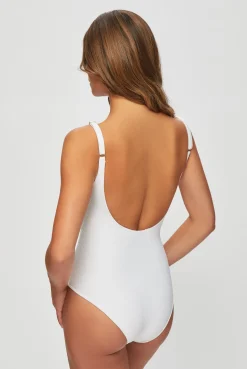 White V-Neck Swimsuit